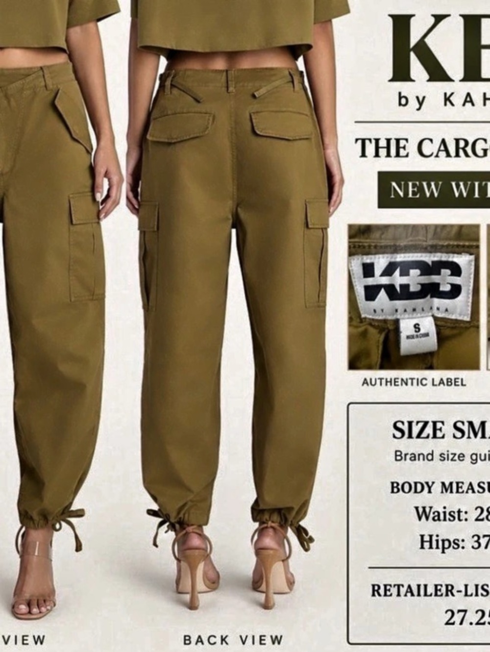KBB by Kahlana The Cargo Jogger Cargo Jogger Olive Size Small NWT